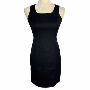 Vintage Linen Blend Sheath Dress Black Sleeveless